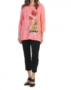 Celine Минеральная выстиранная хлопковая туника с контрастными деталями в розовом цвете Jess & Jane