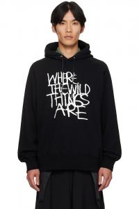 Хлопковый худи "Где обитают дикие твари" Sacai, черный