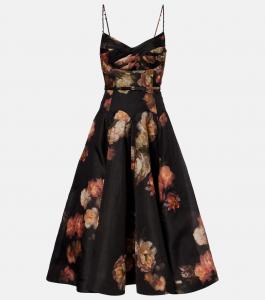 Платье миди из гипнотического льна и шелковой органзы Zimmermann, Russet Floral