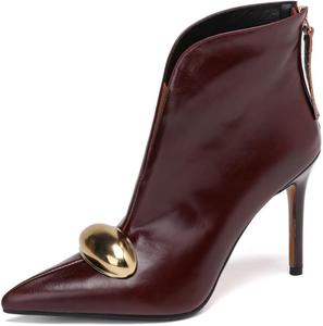 Женские ботильоны TinaCus с заостренным носком, стильные, на высокой шпильке, ручной работы, с молнией, V-образные, Burgundy