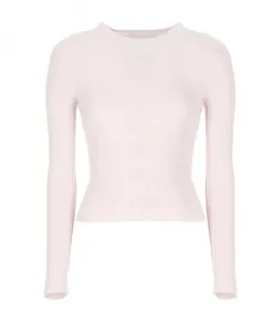 Розовый кашемировый свитер в рубчик, круглый вырез. Vanisã, розовый