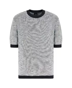 Сине-Белая жаккардовая хлопковая футболка Armani Exchange, синий