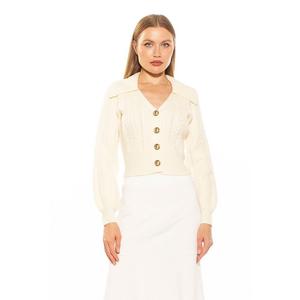 Женский кардиган ALEXIA ADMOR орехового цвета косой вязки, цвет Ivory