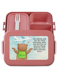 Mr. & Mrs. Panda Дизайн ланч-бокса «Медведь и самолет» с надписью, пастельно-красный цвет
