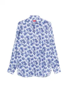 Рубашка с длинными рукавами и цветочным узором Isaia, белый