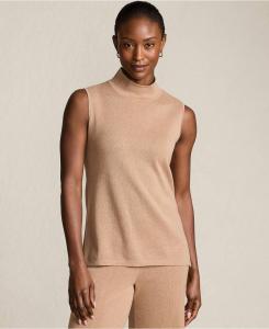 Женский тонкий крой, свитер без рукавов, имитирующий крой Lands' End, Vicuna heather