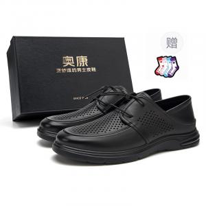 AOKANG Мужские туфли черные дерби, цвет Black (Standard Leather Shoe Size)
