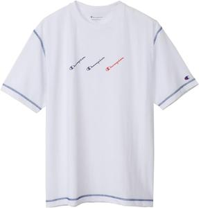 Футболка Champion C3-XS317 с коротким рукавом, круглый вырез, быстросохнущая, с защитой от УФ-излучения, с логотипом, мужская спортивная, белый