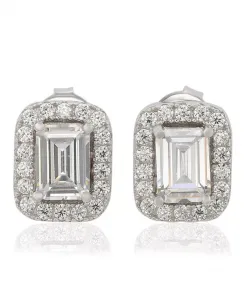 Серьги-Гвоздики Suzy Levian из стерлингового серебра с кубическими цирконами изумрудной огранки Suzy Levian New York, white