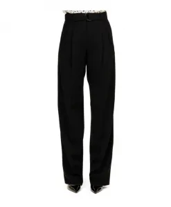 Черные струящиеся брюки из кади Max Mara Studio, черный