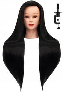 Головка тренировочная Iza 60 см черная, термоволосы + ручка, насадка парикмахерская, насадка для упражнений, Calissimo, черный