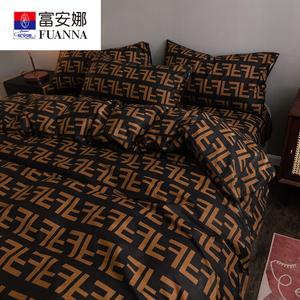 Fuanna Комплект постельного белья из 4 предметов (простыня на резинке 1.5/1.8 м, пододеяльник 180х220 см), 100% хлопок, цвет Double F