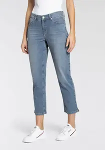 Джинсы MAC 7/8 "Мелани-7/8 Эмбро", фасон Мелани укороченный и с разрезами, цвет Blue Used Wash