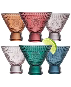 Винтажные цветные бокалы для мартини без ножек в стиле ар-деко, набор из 6 штук The Wine Savant, multicolor