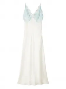 Платье макси с V-образным вырезом и кружевом Sandro, белый