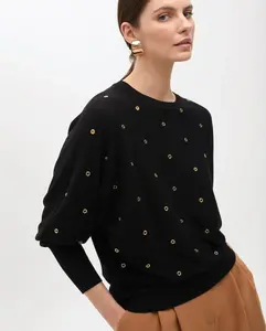 Женский однотонный джемпер с декоративными люверсами Lola Casademunt, черный