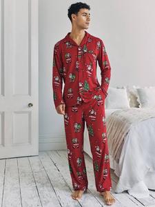 Пижамный комплект с новогодним принтом "Санта и снежки" Chelsea Peers, Red