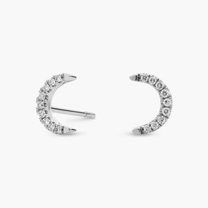 Серьги-гвоздики с бриллиантами в форме мини-луны из 14-каратного белого золота Blue Nile