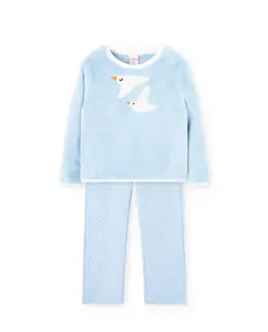 Бархатная пижама для малыша с длинным рукавом Boboli, светло-голубой