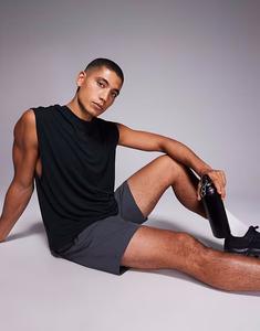 Быстросохнущая спортивная майка свободного кроя черного цвета 4505