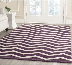 Ковер SAFAVIEH, 183 x 183 см, Cambridge Collection, Purple & Ivory, ручной работы, шеврон из шерсти, идеален для помещений с высокой проходимостью в гостиной, спальне (CAM714P)