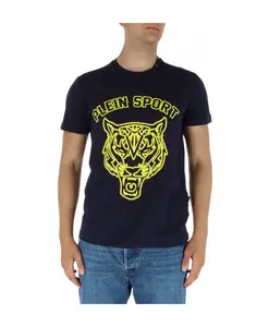 Синяя футболка с короткими рукавами и принтом Plein Sport, синий