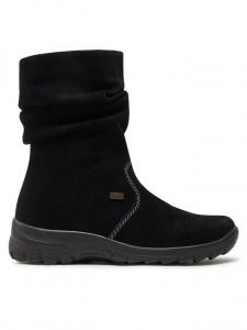 Ботинки женские Rieker высокие на плоской подошве, черный