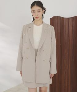 Двубортный жакет, украшенный бисером Noela, цвет Beige