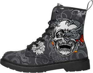 Ботинки с черепами для мужчин и женщин, шнуровка, армейские ботинки, классические зимние ботильоны Lodaden, Charcoal