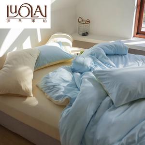 LUOLAI HOME Комплект постельного белья на 1.8 м кровать, 4 предмета, пододеяльник 200x230 см, двусторонний, цвет детский голубой, ткань Tianji Cotton JT