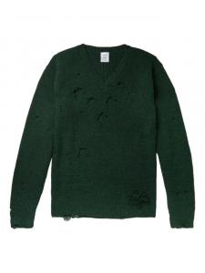 VETEMENTS свитер с эффектом потертости, зеленый