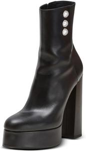 Женские закрытые ботильоны на платформе FOWT, с круглым носком, массивным высоким каблуком, боковой молнией, короткие ботинки, для делового, официального или вечернего образа, размеры 4-16 US