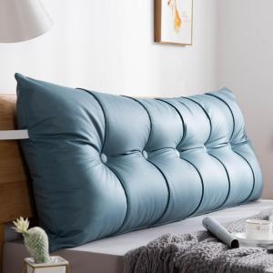 Треугольная подушка для изголовья, подушка-клин для изголовья, подушка для чтения, декоративная подушка для кровати, большая подушка-валик для поддержки спины и поясницы со съемным чехлом (цвет: синий, размер: полный/47 дюймов) COZMAX, Blue