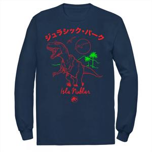 Мужская футболка с плакатом «Парк Юрского периода» T-Rex кандзи Licensed Character, синий