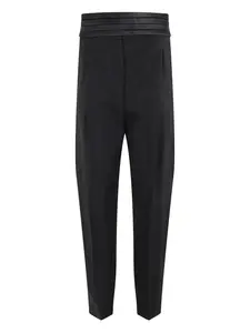 Брюки со складками и отделкой из сатина Erika Cavallini, черный