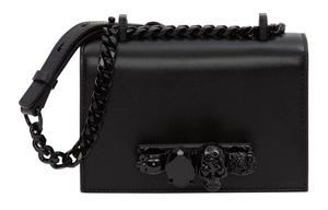 Александр Маккуин Женская черная сумка-кроссбоди через плечо из гладкой телячьей кожи с инкрустацией