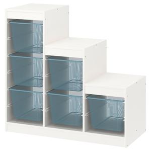 Комбинированный стеллаж + коробки, бело-серо-голубой, 99х44х94 см IKEA Trofast