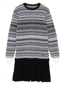 Платье с плиссировкой в виде зигзага Missoni Kids, черный