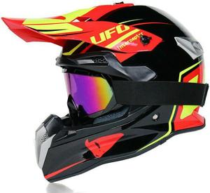 Шлем мотоциклетный Woljay UFO для мотокросса, черный / желтый