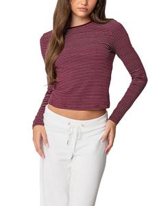 Полосатая футболка с длинными рукавами Edikted Brianna, красный