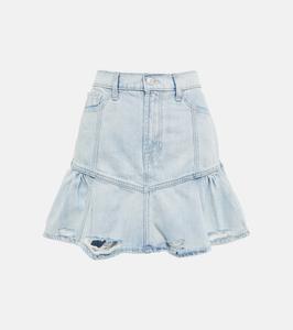 Мини-юбка с баской от Кара Делевинь 7 For All Mankind, Light Blue