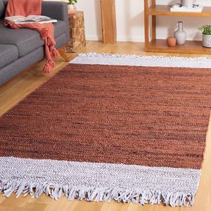 Ковер SAFAVIEH, 183 x 275 см, Vintage Leather Collection, Light Grey & Rust, ручной работы с современной бахромой, идеально для гостиной, спальни, столовой (VTL310P-6)