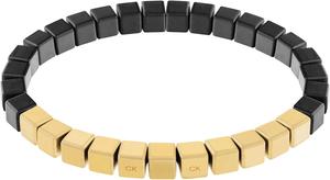 Мужской браслет Calvin Klein из стали и дерева с кубическими бусинами: повседневный многослойный дизайн с логотипом CK, Gold Plated And Black