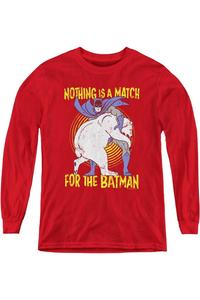 Футболка с длинным рукавом для детей "Бэтмен в борьбе с медведем" Gildan, красный