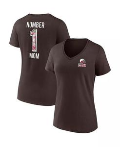 Женская коричневая футболка Cleveland Browns Team Mother's Day с V-образным вырезом Fanatics