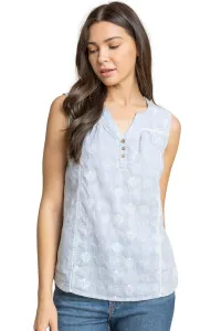 Хлопковая блузка без рукавов с вышивкой Roman, синий