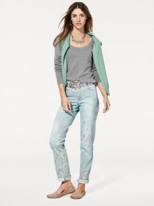 Свитер с круглым вырезом в сером меланжевом цвете Heine