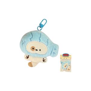 Брелок плюшевый креативный котенок с креветкой на голове высота 9см Blue waterfront