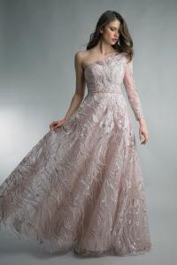 Вечернее платье с 1 рукавом Basix Black Label, розовый