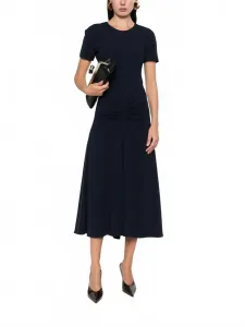 Платье с присборенной отделкой, темно-синего цвета Victoria Beckham